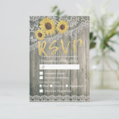 Rustic Wood Sunflower Elegant Lace Wedding RSVP (Staand voorkant)