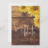 Rustic Wood Sunflower Fall Wedding Save the Date Kaart (Achterkant)