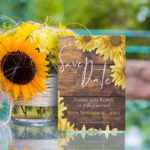 Rustic Wood Sunflower Fall Wedding Save the Date