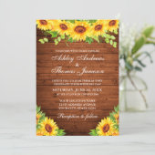 Rustic Wood Sunflower Floral Greenery Kaart (Staand voorkant)
