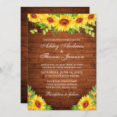 Rustic Wood Sunflower Floral Greenery Kaart (Voorkant / Achterkant)