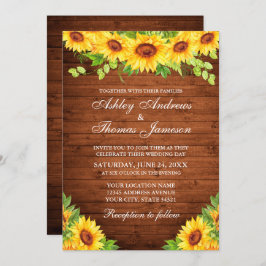 Rustic Wood Sunflower Floral Greenery Kaart