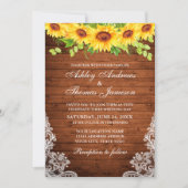 Rustic Wood Sunflower Floral Greenery Lace Kaart (Voorkant)