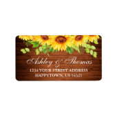 Rustic Wood Sunflower Floral Weddenschap Etiket (Voorkant)