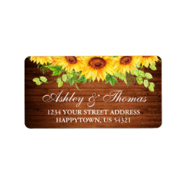 Rustic Wood Sunflower Floral Weddenschap Etiket