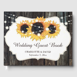 Rustic Wood Sunflower Floral Wedding Gastenboek