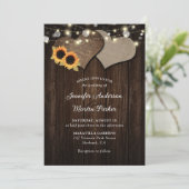 Rustic Wood Sunflower Floral Wedding Invitting Kaart (Staand voorkant)