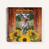 Rustic Wood Sunflower Foto High School College Notitieboek (Voorkant)