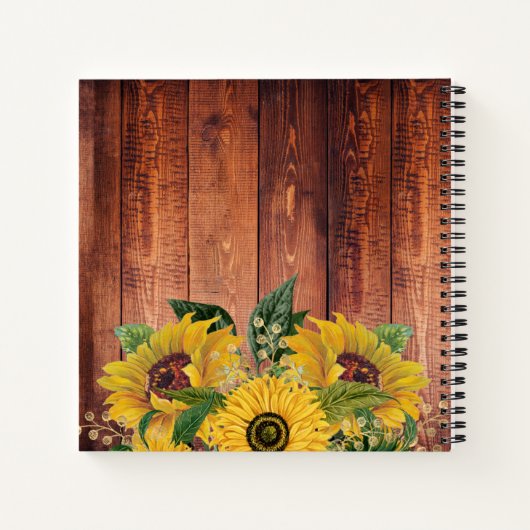 Rustic Wood Sunflower Foto High School College Notitieboek (Achterkant)