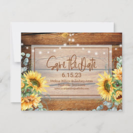 Rustic Wood Sunflower Foto Save the Date
