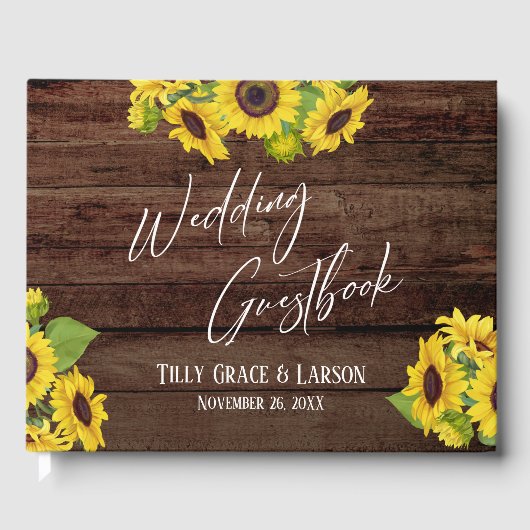 Rustic Wood Sunflower Handbook Gastenboek (Voorkant)