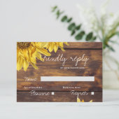Rustic Wood Sunflower Herfst Country Wedding RSVP Kaartje (Staand voorkant)