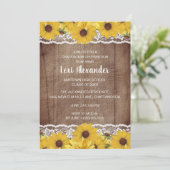 Rustic Wood Sunflower Lace Graduation Party Kaart (Staand voorkant)