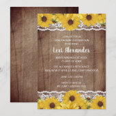 Rustic Wood Sunflower Lace Graduation Party Kaart (Voorkant / Achterkant)