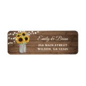 Rustic Wood Sunflower Mason Jar Address Label (Voorkant)