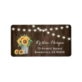 Rustic Wood Sunflower Mason Jar Lights Wedding Etiket