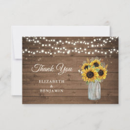 Rustic Wood Sunflower Mason Jar Wedding Bedankt