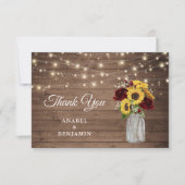 Rustic Wood Sunflower Mason Jar Wedding Bedankt (Voorkant)