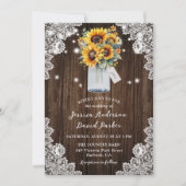 Rustic Wood Sunflower Mason Jar Wedding Kaart (Voorkant)