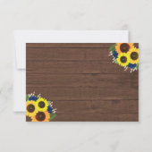 Rustic Wood Sunflower Navy Blue Rozen Wedding RSVP (Achterkant)