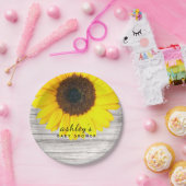 Rustic Wood Sunflower Papieren Bordje (Feest)