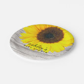 Rustic Wood Sunflower Papieren Bordje (Gekanteld)