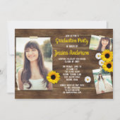Rustic Wood Sunflower Photo Template Afstuderen Kaart (Voorkant)