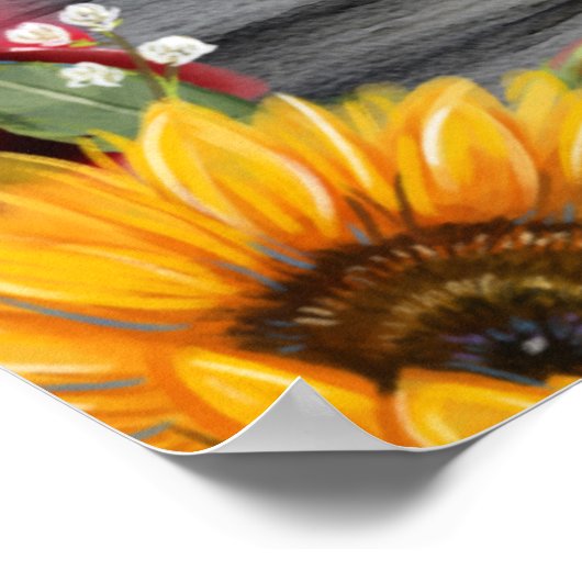Rustic Wood Sunflower Roos Welkomstberichten Poster (Hoek)