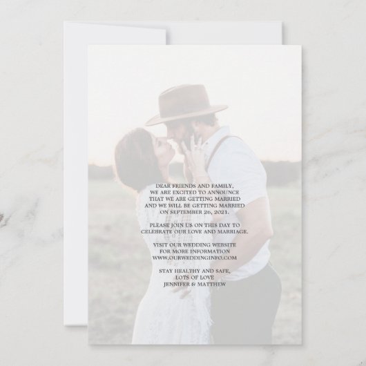 Rustic Wood Sunflower Save the Date Aankondiging (Achterkant)