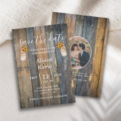 Rustic Wood Sunflower Save the Date Fall Wedding N Kaart