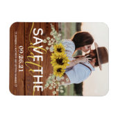 Rustic Wood Sunflower Save the Date Magneet (Horizontaal)