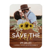 Rustic Wood Sunflower Save the Date Magneet (Verticaal)