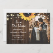 Rustic Wood Sunflower Save the Date Photo Cards (Voorkant)