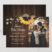 Rustic Wood Sunflower Save the Date Photo Cards (Voorkant / Achterkant)