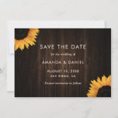 Rustic Wood Sunflower Save the Date Photo Cards (Achterkant)