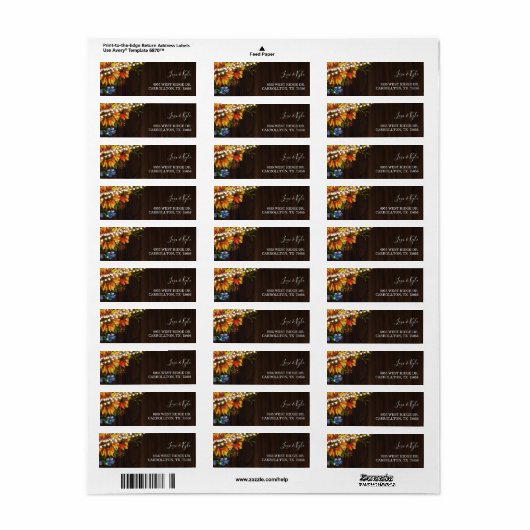 Rustic Wood Sunflower String Lights Etiket (Full Sheet)