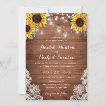 Rustic Wood Sunflower String Lights Lace Mason Jar