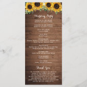 Rustic Wood Sunflower String Lights Lace Mason Jar Programmakaart (Achterkant)