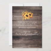 Rustic Wood Sunflower String Lights Wedding Bedankkaart (Achterkant)