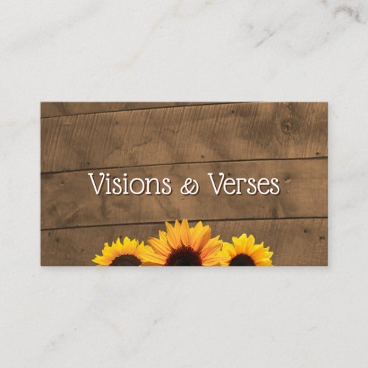 Rustic Wood & Sunflower Visitekaartje (Voorkant)