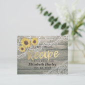 Rustic Wood Sunflower Vrijgezellenfeest Recipe Uitnodiging Briefkaart (Staand voorkant)