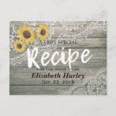 Rustic Wood Sunflower Vrijgezellenfeest Recipe Uitnodiging Briefkaart (Voorkant)
