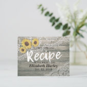 Rustic Wood Sunflower Vrijgezellenfeest Recipe Uitnodiging Briefkaart (Staand voorkant)