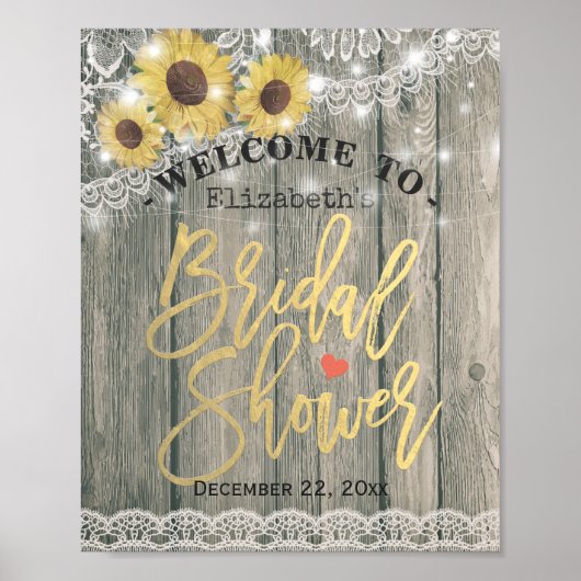 Rustic Wood Sunflower Vrijgezellenfeest Welkom Poster (Voorkant)