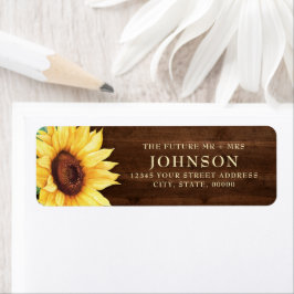 Rustic Wood Sunflower Waterverf Wedding Etiket