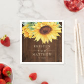 Rustic Wood Sunflower Waterverf Wedding Servet (Insitu)
