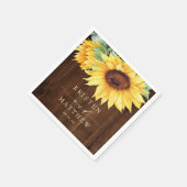 Rustic Wood Sunflower Waterverf Wedding Servet (Hoek)
