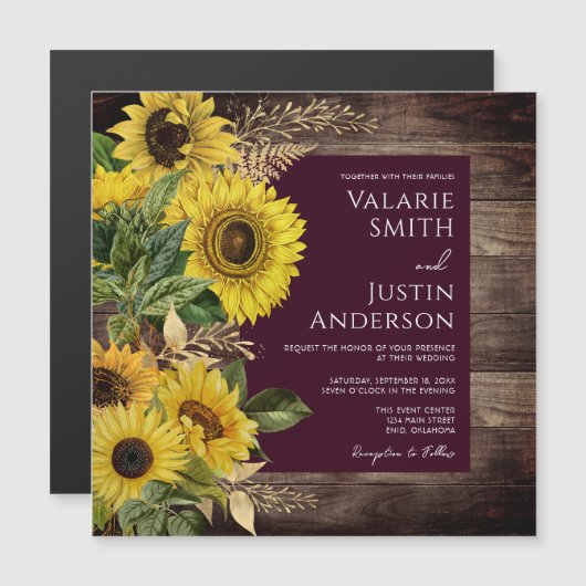 Rustic Wood Sunflower Wedding (Voorkant / Achterkant)