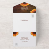 Rustic Wood Sunflower Wedding All In One Uitnodiging (Buitenkant)