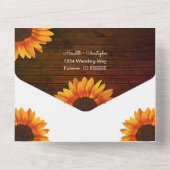 Rustic Wood Sunflower Wedding All In One Uitnodiging (Achterkant)